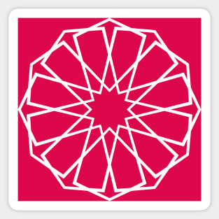 White Islamic Geometric Pattern Stars on Pink Background Sticker